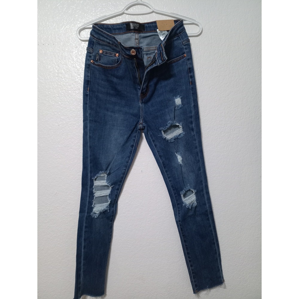 Monkey Ride Jeans Women 7/28 Distressed Skinny Bamboo Denim Blue MPWT601 (89)